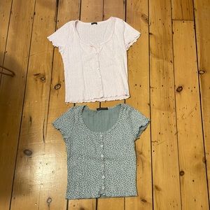 Set of 2 brandy Melville tops, baby pink and sage green